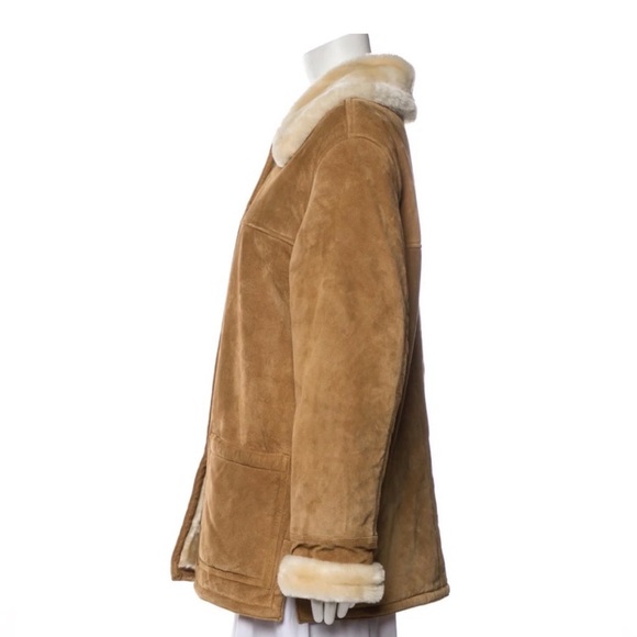 DENNIS BASSO Women’s vintage Shearling Tan Leather suede Chore Coat size 1X - Picture 2 of 14